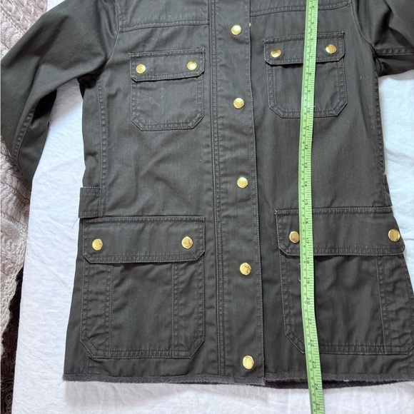 J Crew Women’s XXS Downtown Army Green Field Zip Snap Button Cargo Jacket - Picture 10 of 13